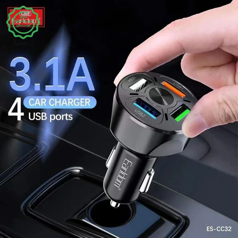 نمای پورت‌های USB شارژر فندکی ES-CC32 مدل چهار پورته