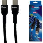 «کابل TYPE‑C برزنتی ۱ متری ۵A Vsmart مدل VS‑66 – رنگ مشکی»
