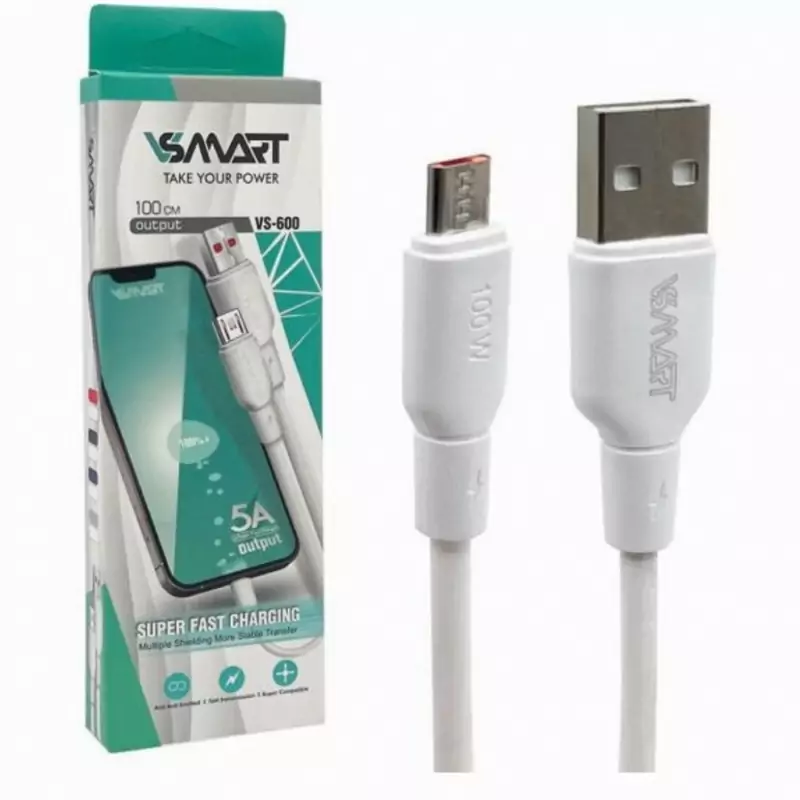 «کابل شارژ VSMART VS‑600 – USB به تایپ‌سی، سرعت شارژ بالا و انتقال داده مطمئن»